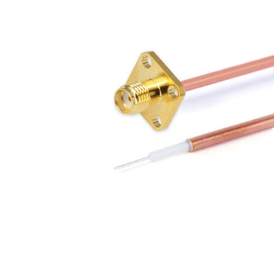 SMA 4 Hole Flange Female to Trimmed Lead Cable Assembly | .086" Semi-Rigid GUT-085 (Copper) Coax Cable | DC - 18GHz