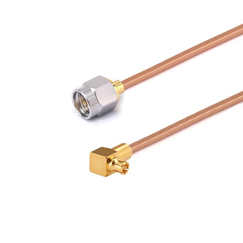 SMA Male to GPO (SMP) Right Angle Female Cable Assembly | .086" Semi-Rigid GUT-085 (Copper) Coax Cable  | DC - 18GHz