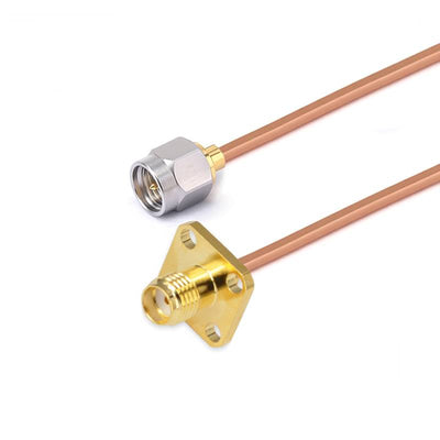 SMA Male to SMA 4 Hole Flange Female Cable Assembly | .086" Semi-Rigid GUT-085 (Copper) Coax Cable  | DC - 18GHz