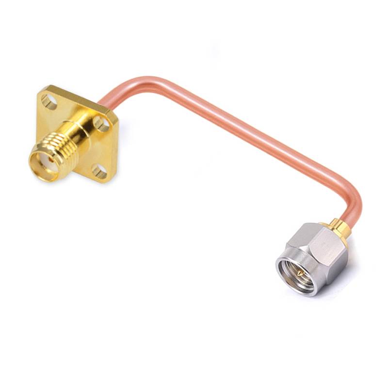 SMA Male to SMA 4 Hole Flange Female Cable Assembly | .086" Semi-Rigid GUT-085 (Copper) Coax Cable  | DC - 18GHz