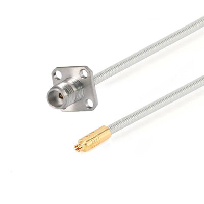 1.85mm 4 Hole Flange Female to G3PO(SMPS) Female Cable Assembly | .086" Semi-Flexible Coax Cable Without FEP Jacket | DC - 67GHz