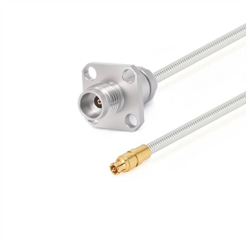 2.4mm 4 Hole Flange Female to GPPO(Mini-SMP) Female Cable Assembly | .086" Semi-Flexible Coax Cable Without FEP Jacket | DC - 50GHz