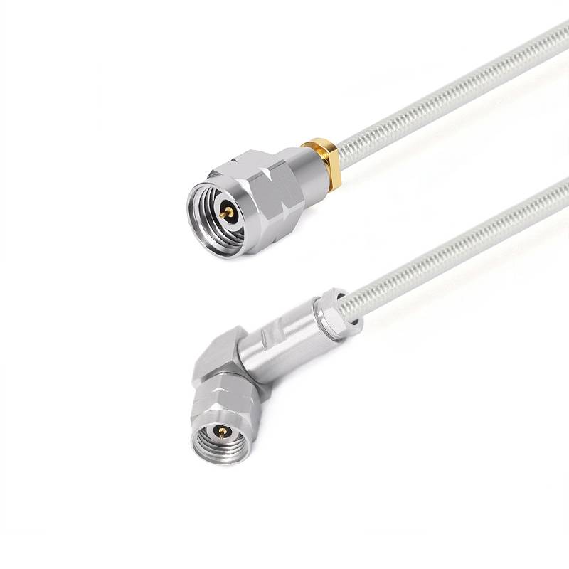2.4mm Male to 2.4mm Right Angle Male Cable Assembly | .086" Semi-Flexible Coax Cable Without FEP Jacket | DC - 50GHz