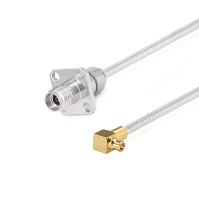 2.92mm 4 Hole Flange Female to GPPO(Mini-SMP) Right Angle Female Cable Assembly | .086" Semi-Flexible Coax Cable Without FEP Jacket | DC - 40GHz