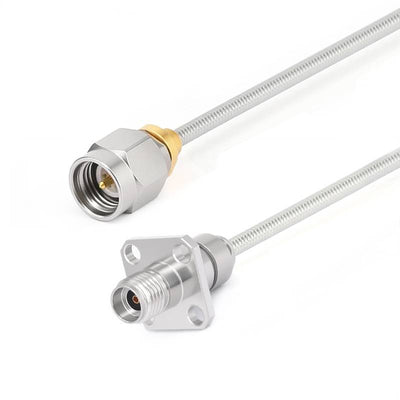 2.92mm Male to 2.92mm 4 Hole Flange Female Cable Assembly | .086" Semi-Flexible Coax Cable Without FEP Jacket | DC - 40GHz
