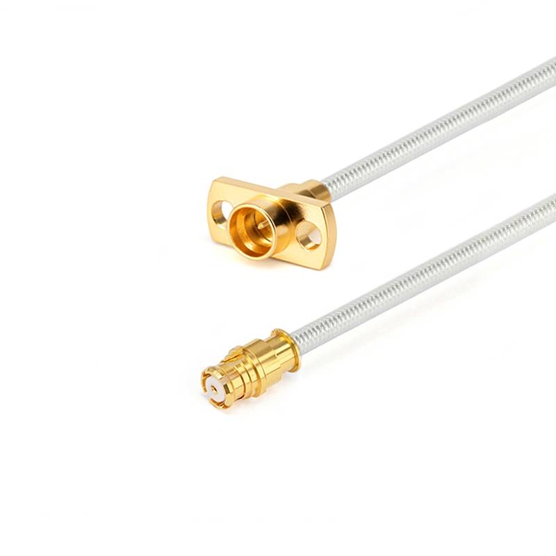 GPO(SMP) 2 Hole Flange Male to GPO(SMP) Female Cable Assembly | .086" Semi-Flexible Coax Cable Without FEP Jacket | DC - 18GHz