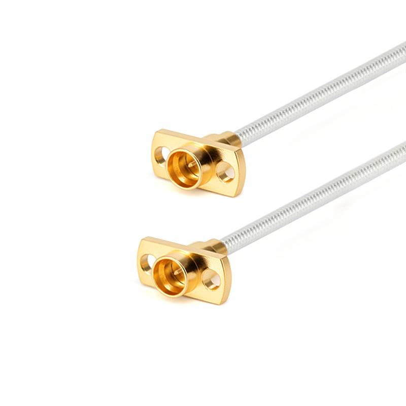 GPO(SMP) 2 Hole Flange Male to GPO(SMP) 2 Hole Flange Male Cable Assembly | .086" Semi-Flexible Coax Cable Without FEP Jacket | DC - 18GHz