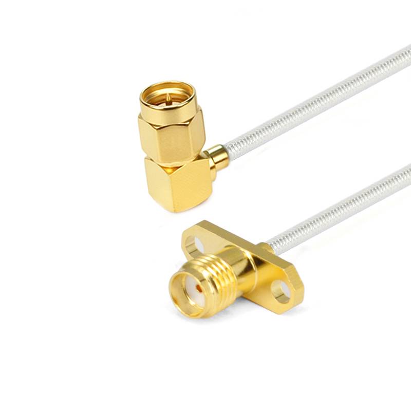 SMA 2 Hole Flange Female to SMA Right Male Cable Assembly | .086" Semi-Flexible Coax Cable Without FEP Jacket | DC - 6GHz