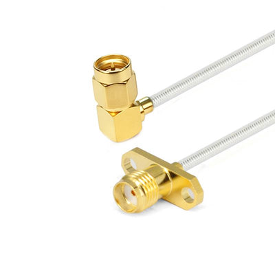 SMA 2 Hole Flange Female to SMA Right Male Cable Assembly | .086" Semi-Flexible Coax Cable Without FEP Jacket | DC - 6GHz
