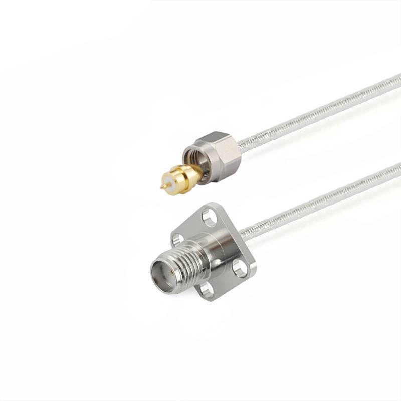 SMA Male Removable Nut to SMA 4 Hole Flange Female Cable Assembly | .086" Semi-Flexible Coax Cable Without FEP Jacket | DC - 18GHz
