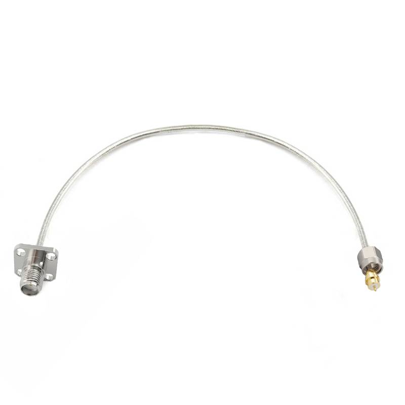 SMA Male Removable Nut to SMA 4 Hole Flange Female Cable Assembly | .086" Semi-Flexible Coax Cable Without FEP Jacket | DC - 18GHz