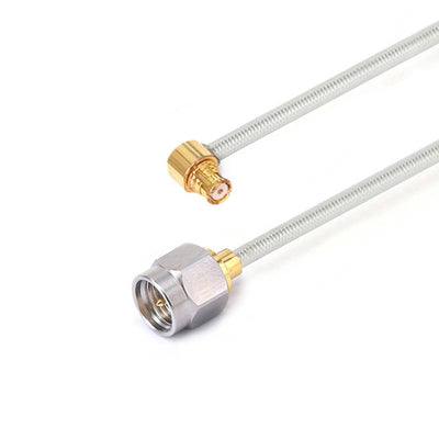 SMA Male to GPO(SMP) Right Angle Female Cable Assembly | .086" Semi-Flexible Coax Cable Without FEP Jacket | DC - 26.5GHz
