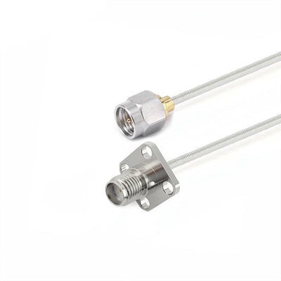 SMA Male  to SMA 4 Hole Flange Female Cable Assembly | .086" Semi-Flexible Coax Cable Without FEP Jacket | DC - 18GHz