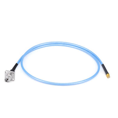 2.4mm Female with 4 Hole Flange to GPO (SMP)Female Cable Using .086" Semi-flexible Coax with FEP Jacket, DC - 50GHz