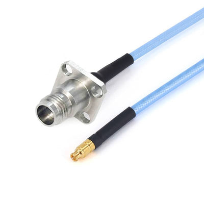 2.4mm Female with 4 Hole Flange to GPPO (Mini-SMP) Female Cable Using .086" Semi-flexible Coax with FEP Jacket, DC - 50GHz