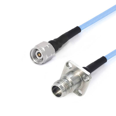2.4mm Male to 2.4mm 4 Hole Flange Female Cable Assembly | 086" Semi-Flexible Coax Cable with FEP Jacket | DC - 50GHz