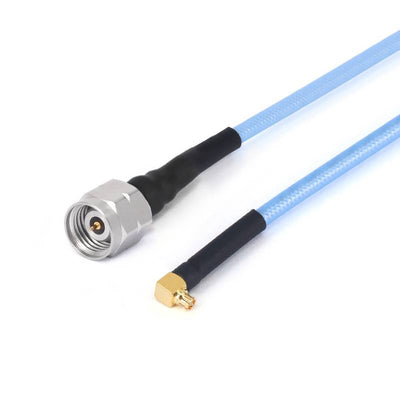 2.4mm Male to GPPO (Mini-SMP) Female Right Angle Cable Using .086" Semi-flexible Coax with FEP Jacket, DC - 40GHz