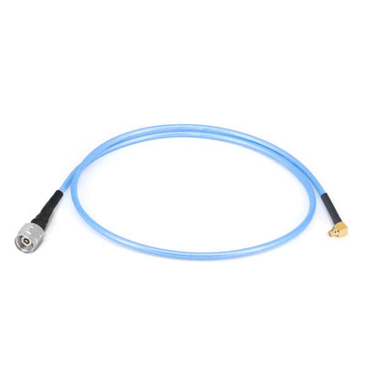 2.4mm Male to GPPO (Mini-SMP) Female Right Angle Cable Using .086" Semi-flexible Coax with FEP Jacket, DC - 40GHz