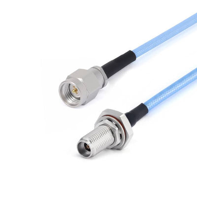 2.92mm Male to 2.92mm Bulkhead Female Cable Assembly | .086" Semi-Flexible Coax Cable With FEP Jacket | DC - 40GHz