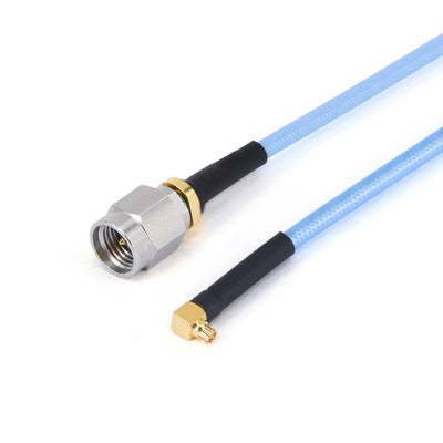 2.92mm Male to GPPO (Mini-SMP) Female Right Angle Cable Using .086" Semi-flexible Coax with FEP Jacket, DC - 40GHz