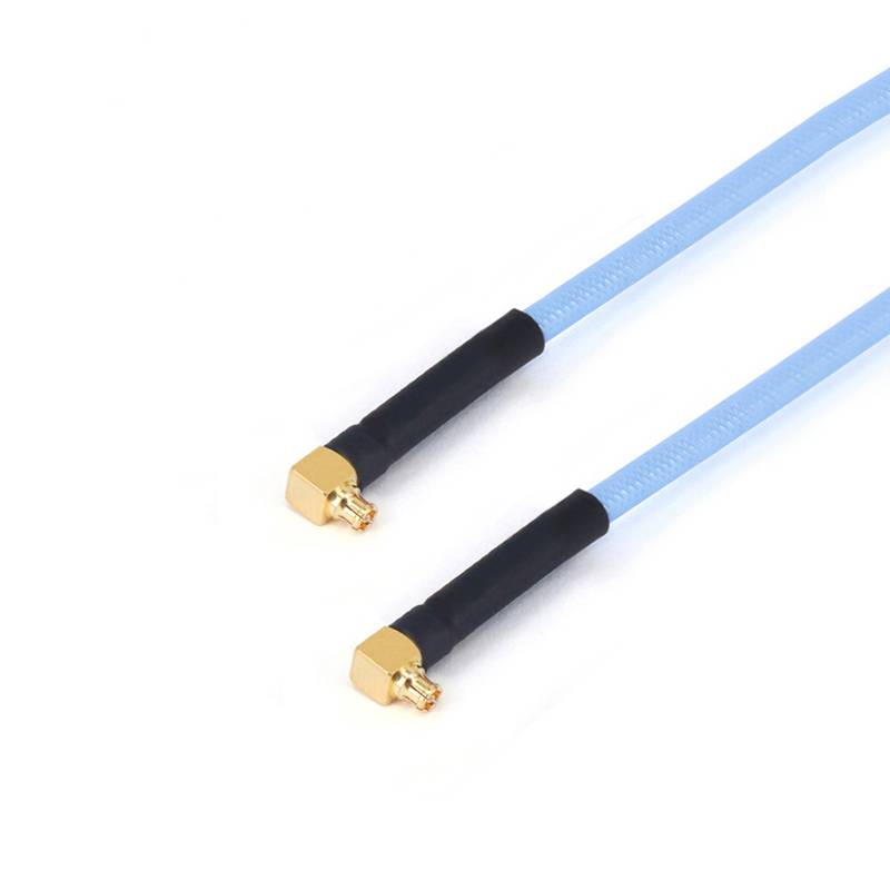 GPPO(Mini-SMP) Right Angle Female to GPPO(Mini-SMP) Right Angle Female Cable Assembly | 086" Semi-Flexible Coax Cable with FEP Jacket | DC - 40GHz