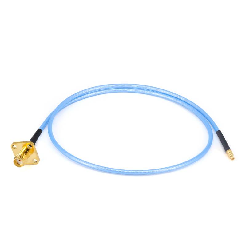 SMA Female with 4 Hole Flange to GPPO (Mini-SMP) Female Cable Using .086" Semi-flexible Coax with FEP Jacket, DC - 26.5GHz
