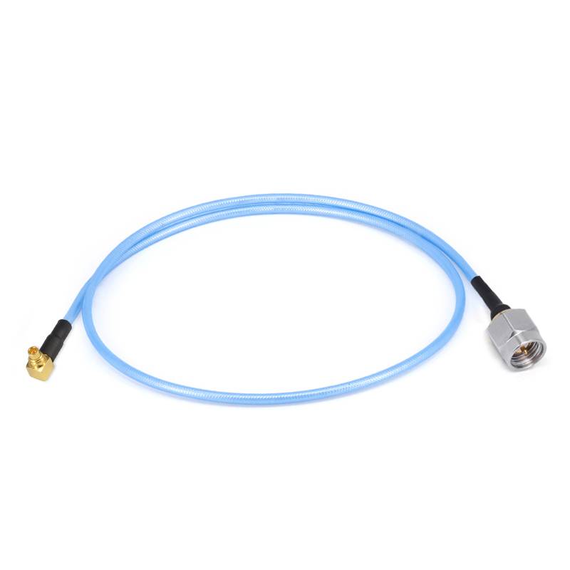 SMA Male to MMCX Right Angle Male Cable Assembly | 086" Semi-Flexible Coax Cable with FEP Jacket | DC - 6GHz