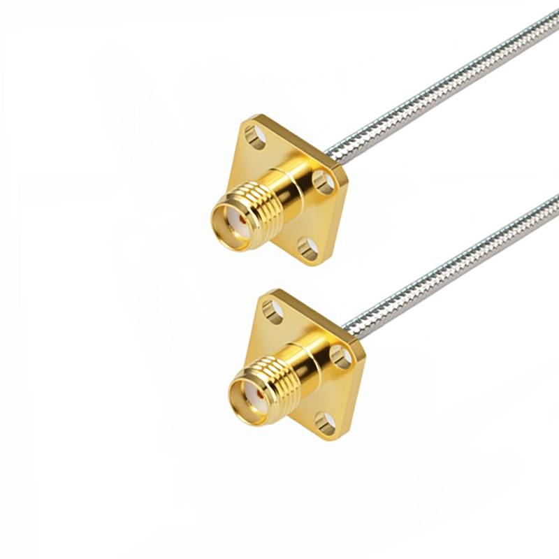 SMA 4 Hole Flange Female to SMA 4 Hole Flange Female Cable Assembly | Hole Spacing 8.6mm | .141" Semi-flexible Cable without Jecket ｜ DC-18GHz