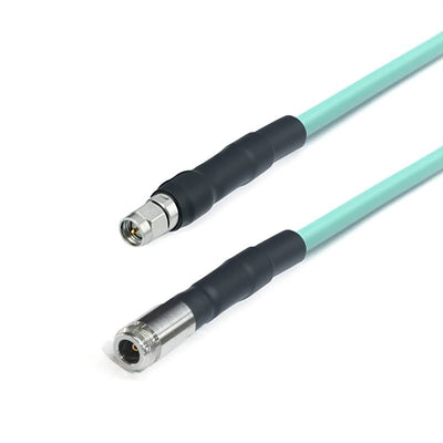 N Female to SMA Male Cable Using 205A Low Loss Phase Stable Flexible Coax With FEP Jacket, DC-18GHz