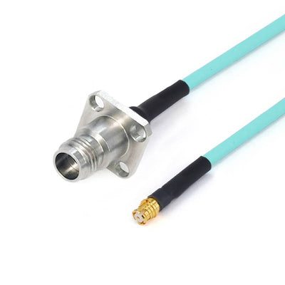 2.4mm Female with 4 Hole Flange to GPO (SMP) Female Cable Using RG-405SS Flexible Coax, DC - 50GHz