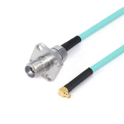 2.92mm 4 Hole Flange Female to GPPO (Mini-SMP) Right Angle Female Cable Assembly | RG-405SS Flexible Coax Cable | DC - 40GHz