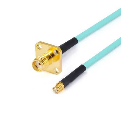 SMA Female with 4 Hole Flange to GPO (SMP) Female Cable Using RG-405SS Flexible Coax, DC - 18GHz