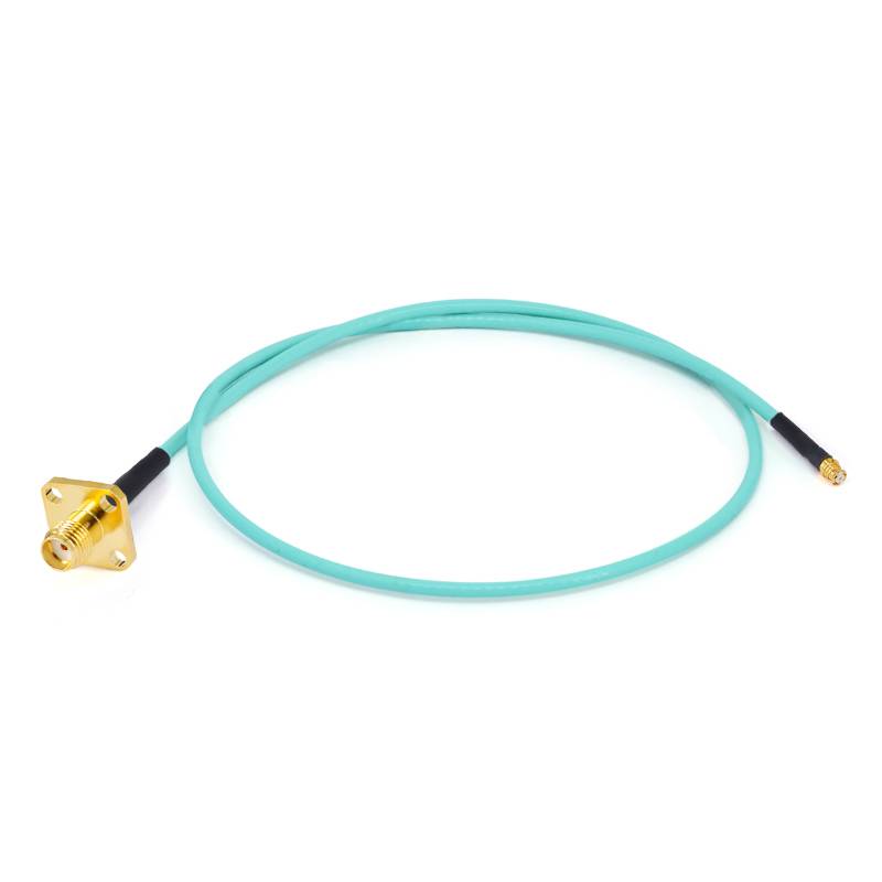 SMA Female with 4 Hole Flange to GPO (SMP) Female Cable Using RG-405SS Flexible Coax, DC - 18GHz