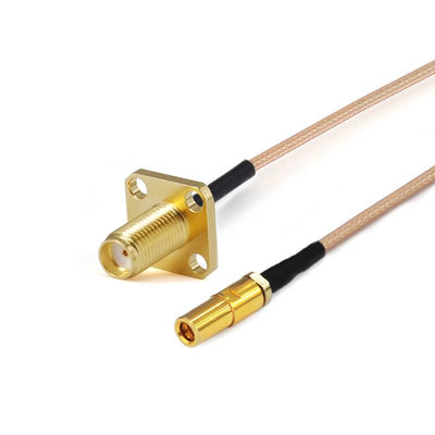SMA Female with 4 Hole Flange to SSMB Female Cable Using RG178 Flexible Coax, DC - 3GHz