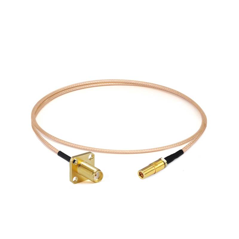 SMA Female with 4 Hole Flange to SSMB Female Cable Using RG178 Flexible Coax, DC - 3GHz