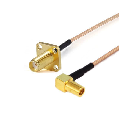 SMA Female with 4 Hole Flange to SSMB Female Right Angle Cable Using RG178 Flexible Coax, DC - 3GHz