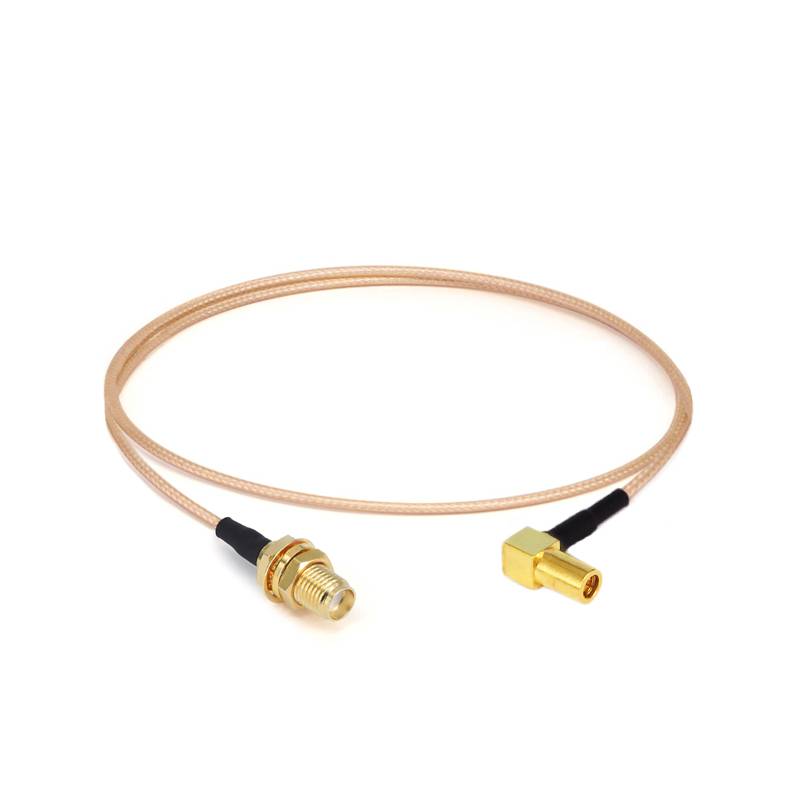 SMA Female Bulkhead Mount to SSMB Female Right Angle Cable Using RG178 Flexible Coax, DC - 3GHz