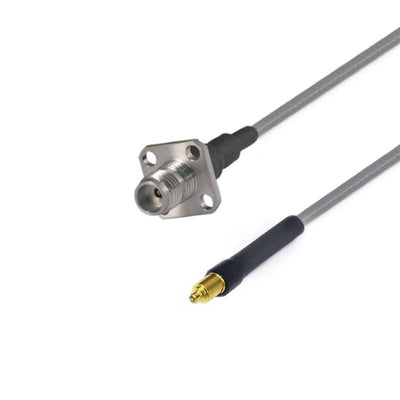 1.85mm Female with 4 Hole Flange to G3PO (SMPS) Female Cable Using 3506 Series Low Loss Phase Stable Flexible Coax, DC - 67GHz