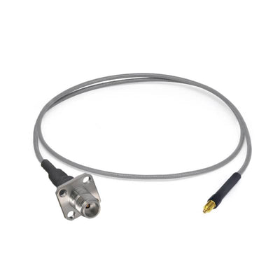 1.85mm Female with 4 Hole Flange to G3PO (SMPS) Female Cable Using 3506 Series Low Loss Phase Stable Flexible Coax, DC - 67GHz