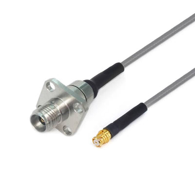 2.92mm Female with 4 Hole Flange to GPO (SMP) Female Cable Using 3506 Series Low Loss Phase Stable Flexible Coax, DC - 18GHz