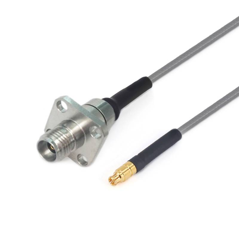 2.92mm Female with 4 Hole Flange to GPPO (Mini-SMP) Female Cable Using 3506 Series Low Loss Phase Stable Flexible Coax, DC - 40GHz