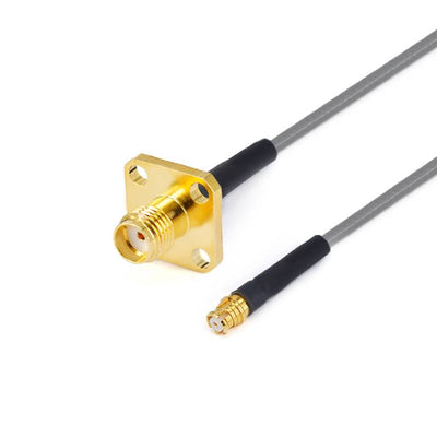 SMA Female with 4 Hole Flange to GPO (SMP) Female Cable Using 3506 Series Low Loss Phase Stable Flexible Coax, DC - 18GHz