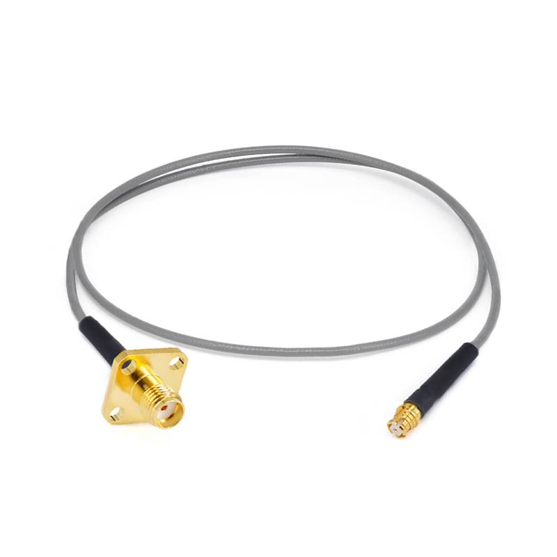 SMA Female with 4 Hole Flange to GPO (SMP) Female Cable Using 3506 Series Low Loss Phase Stable Flexible Coax, DC - 18GHz