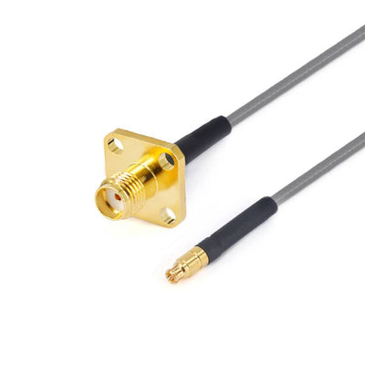 SMA Female with 4 Hole Flange to GPPO (Mini-SMP) Female Cable Using 3506 Series Low Loss Phase Stable Flexible Coax, DC - 26.5GHz