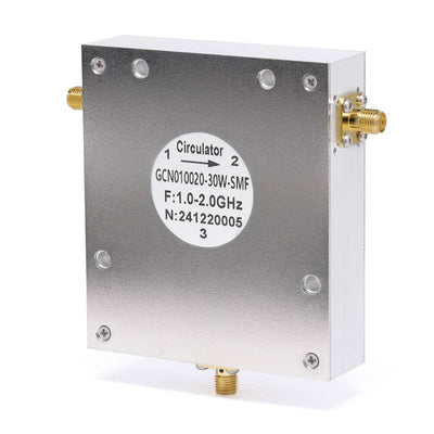 Circulator with 15dB Isolation from 1GHz to 2GHz, 30 Watts and SMA Female