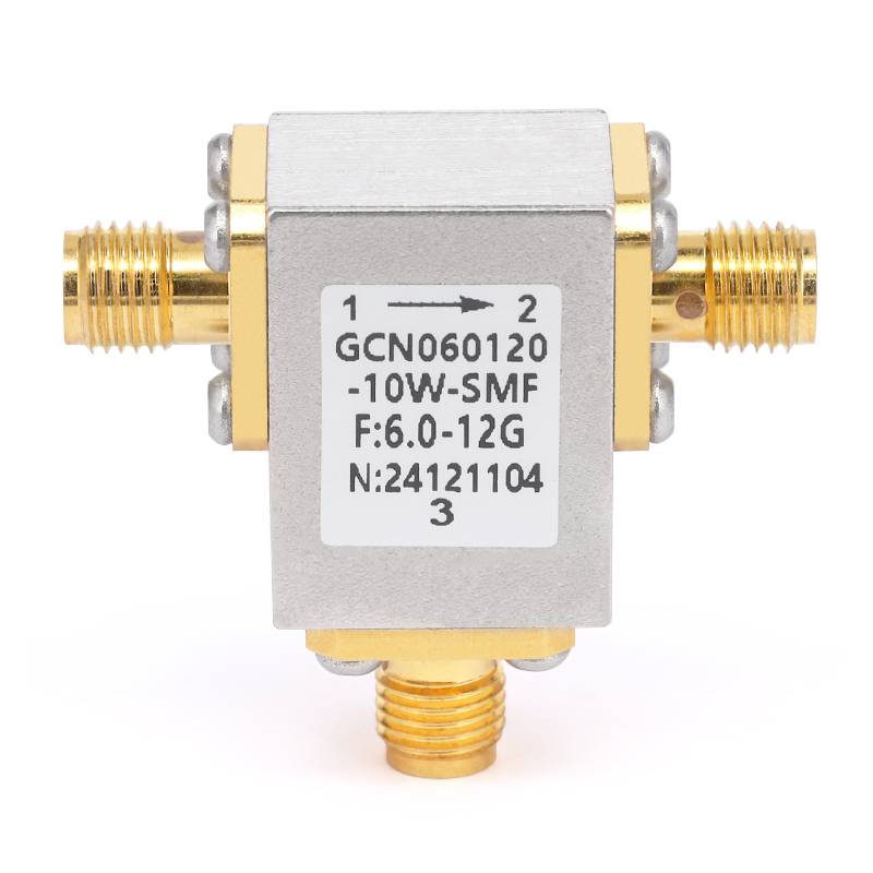 Circulator with 15dB Isolation from 6GHz to 12GHz, 10 Watts and SMA Female