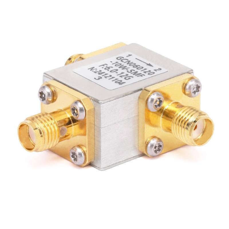 Circulator with 15dB Isolation from 6GHz to 12GHz, 10 Watts and SMA Female