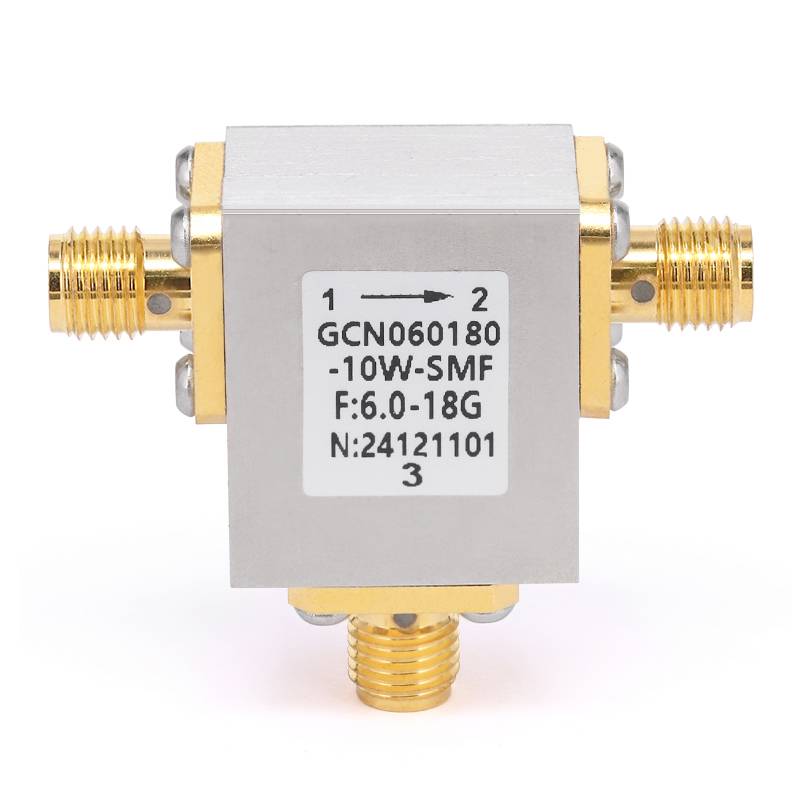 Circulator with 11dB Isolation from 6GHz to 18GHz, 10 Watts and SMA Female