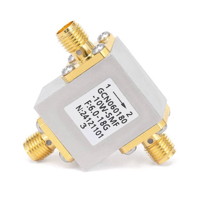 Circulator with 11dB Isolation from 6GHz to 18GHz, 10 Watts and SMA Female