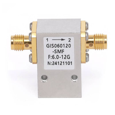 Isolator with 20dB Isolation from 6GHz to 12GHz, 10 Watts and SMA Female